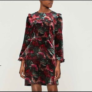 Sandro red satin holiday dress long-sleeve